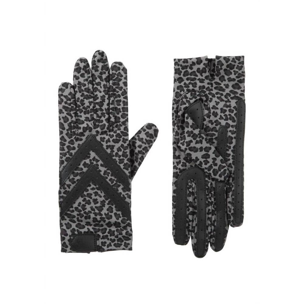 NEW ISOTONER women's smartdri chevron shortie touchscreen gloves in grey leopard